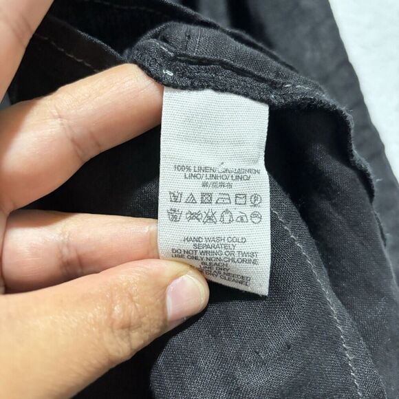 FREE PEOPLE Womens Shirt Breezy Morning Relaxed Casual Black Size Small Buttons - Picture 7 of 11